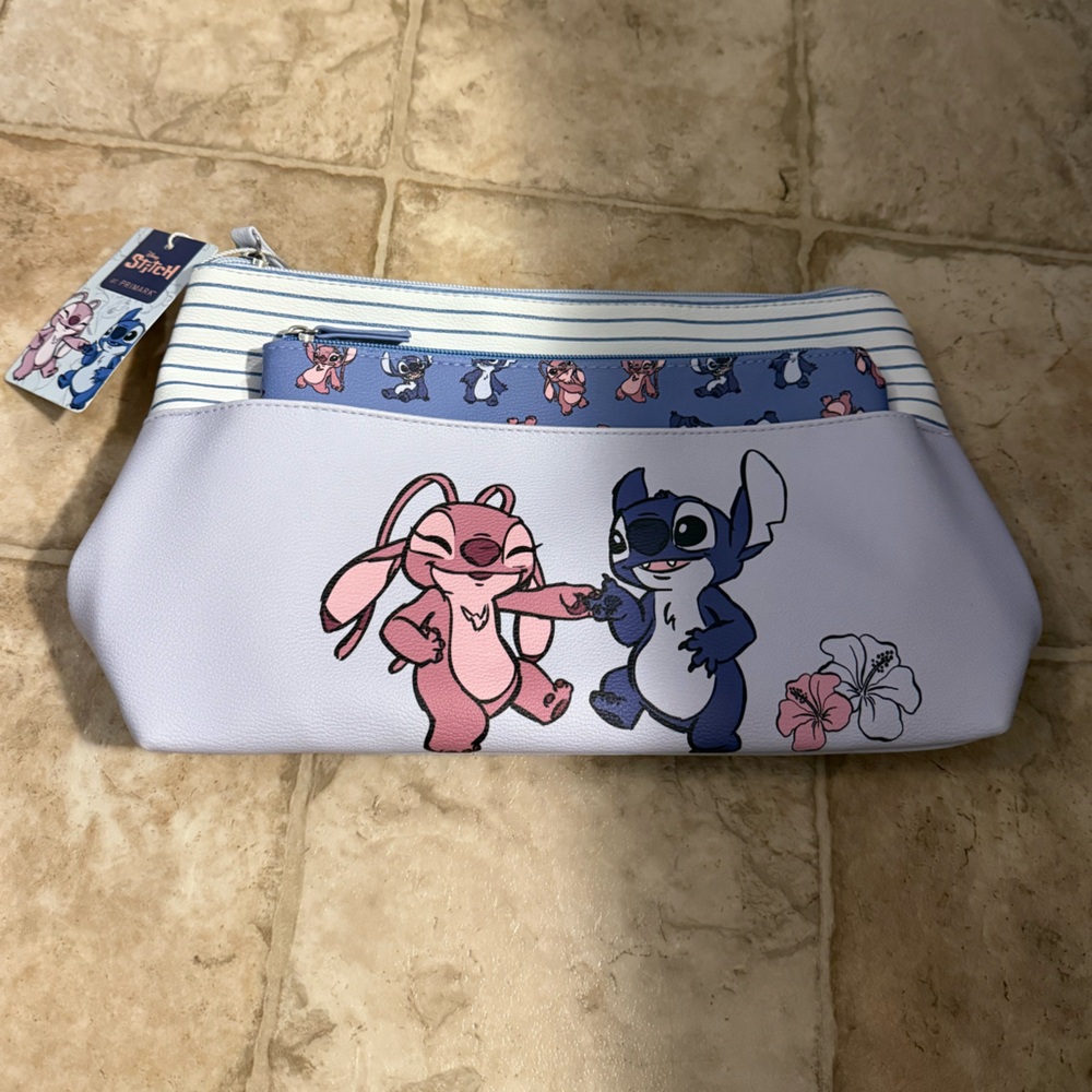 Primark Stitch and Angel Cosmetic Bags 2 Piece Set